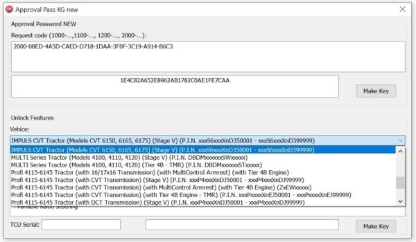 CNH Approval password generation NEW type