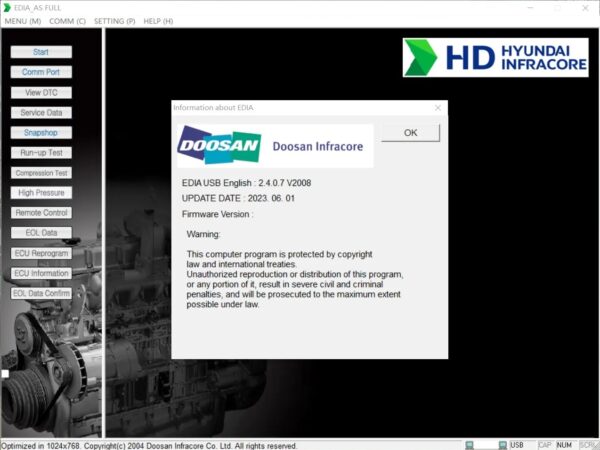 Doosan e-Doctor Engine Diagnostic 2.4.0.7 (EDIA) 2023 Truck + BUS + Construction + Industry + keygen unlimited