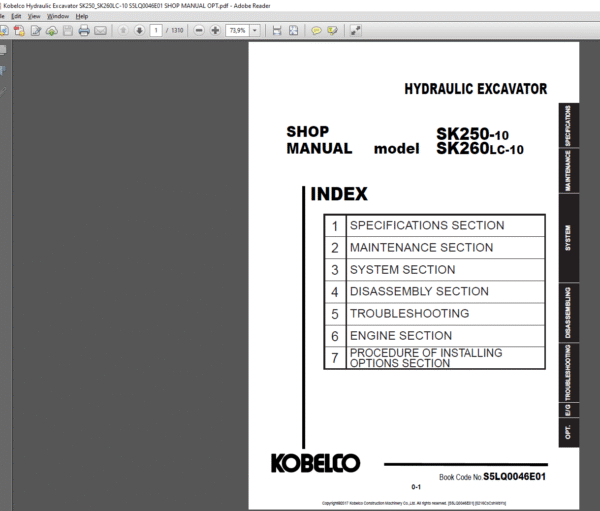 Kobelco Heavy Machinery 2019 Service Manuals DVD